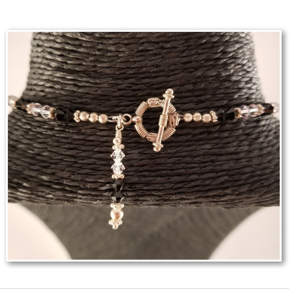 Black and Clear Swarovski and Sterling Silver Set - Picture 4 of 8